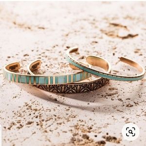 NIB Alex and Ani Blue Lotus Cuff Set of 3